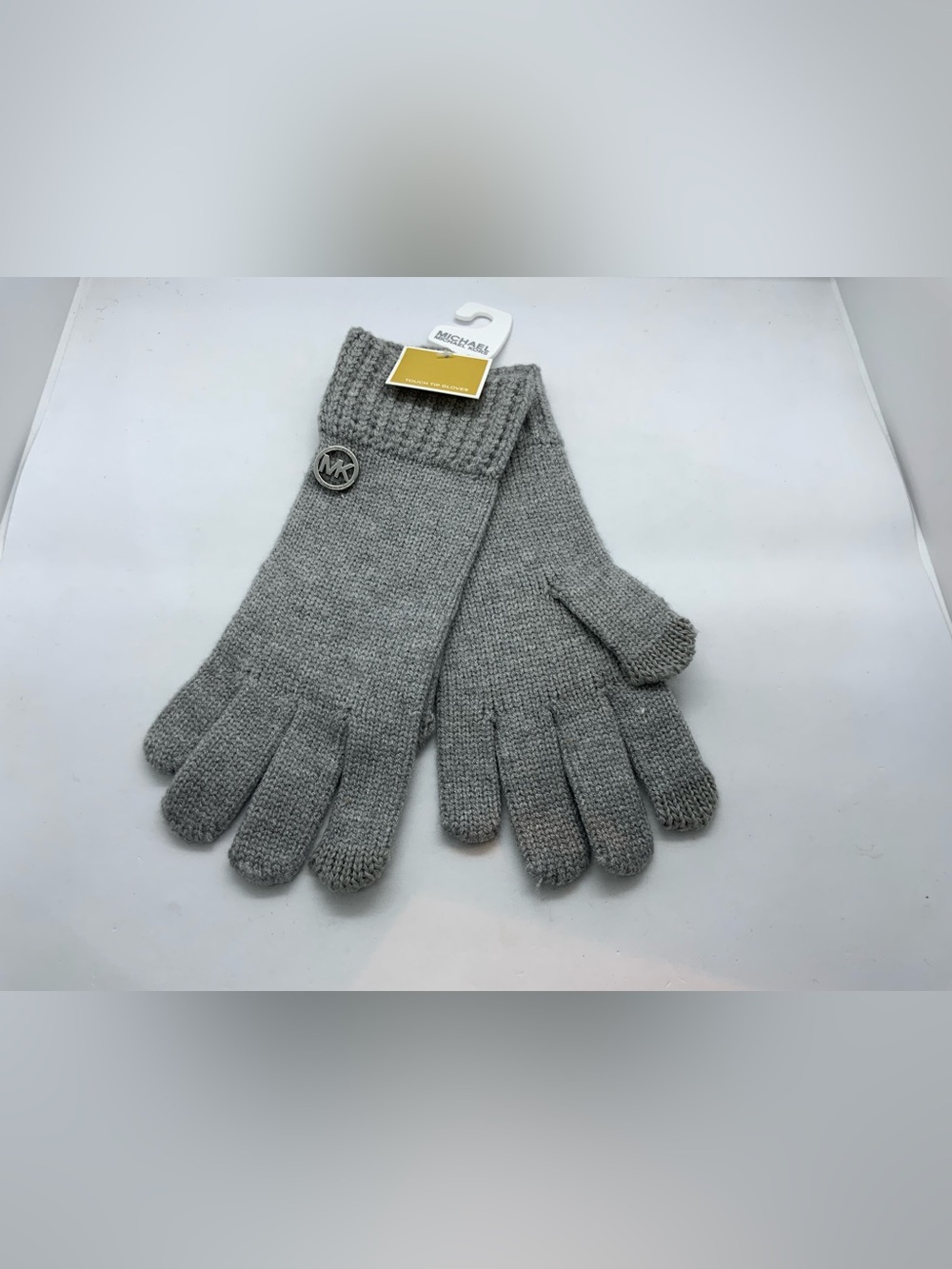 Michael Kors Light Gray Knit Logo Gloves